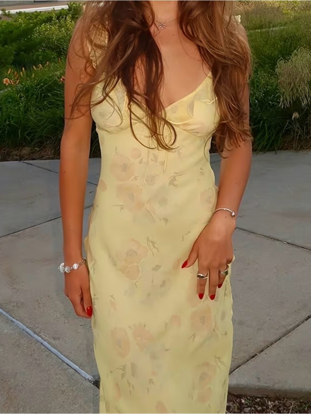 Yellow Floral Maxi Slip Dress - Unbranded